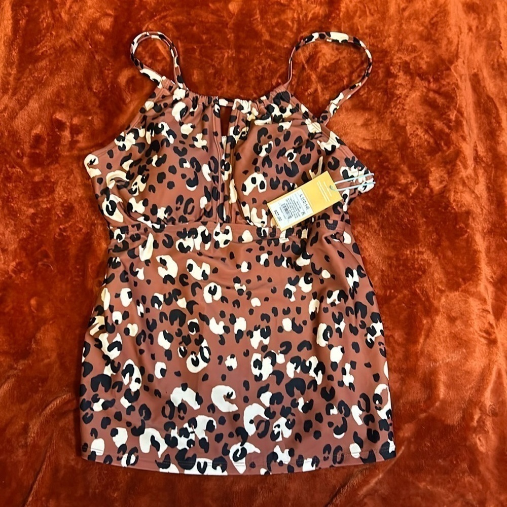Kona Sol Leopard Print Swimwear Top